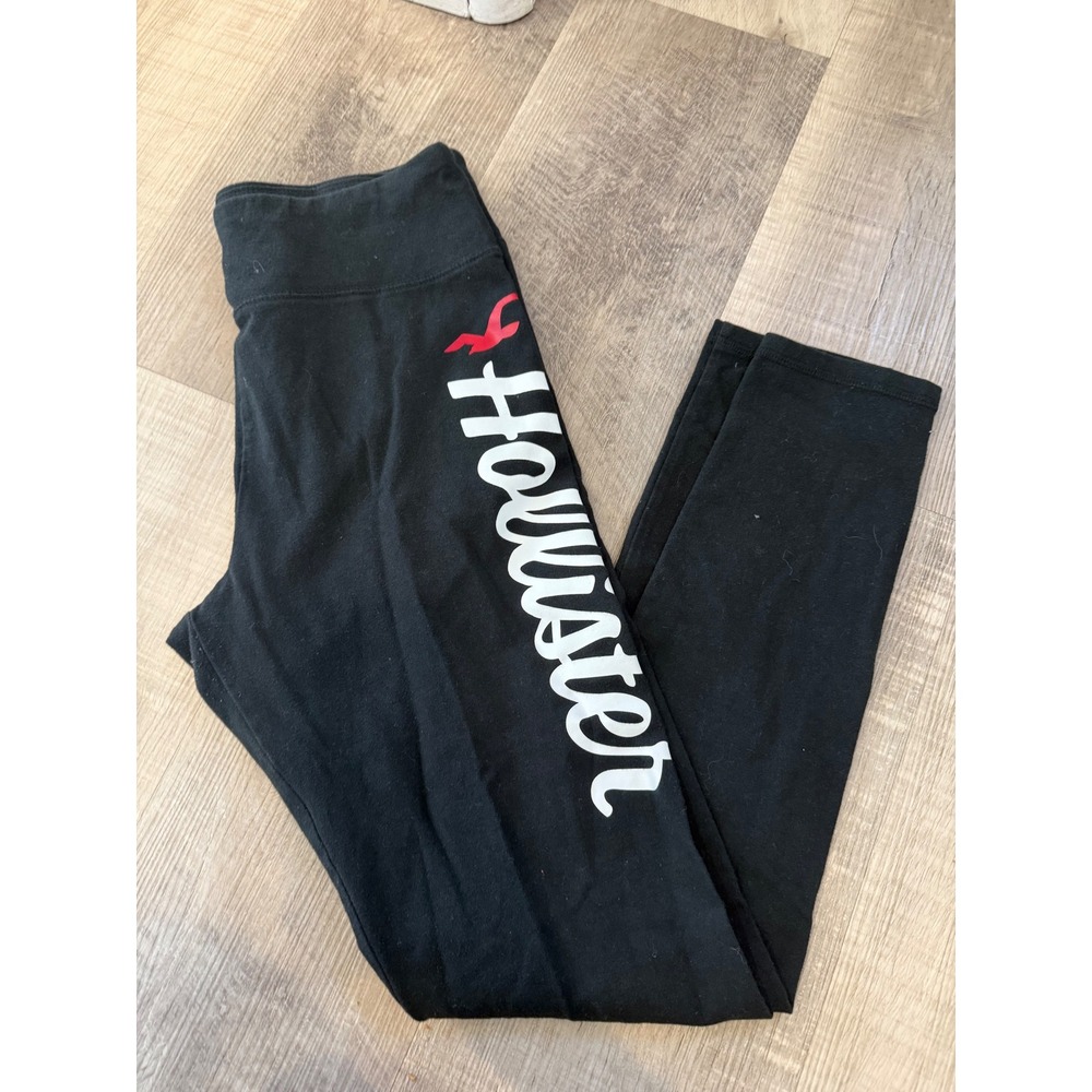 Hollister Black High-Rise Leggings with Graphic‎ Logo – Size Medium